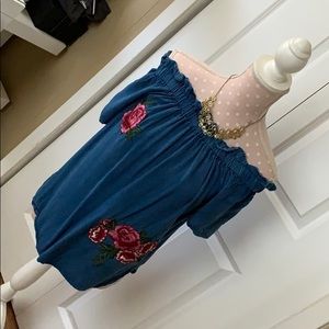 Off Shoulder Silky Twill Blouse